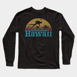 Hawaii  Sunset Scuba Diving Design Long Sleeve T-Shirt